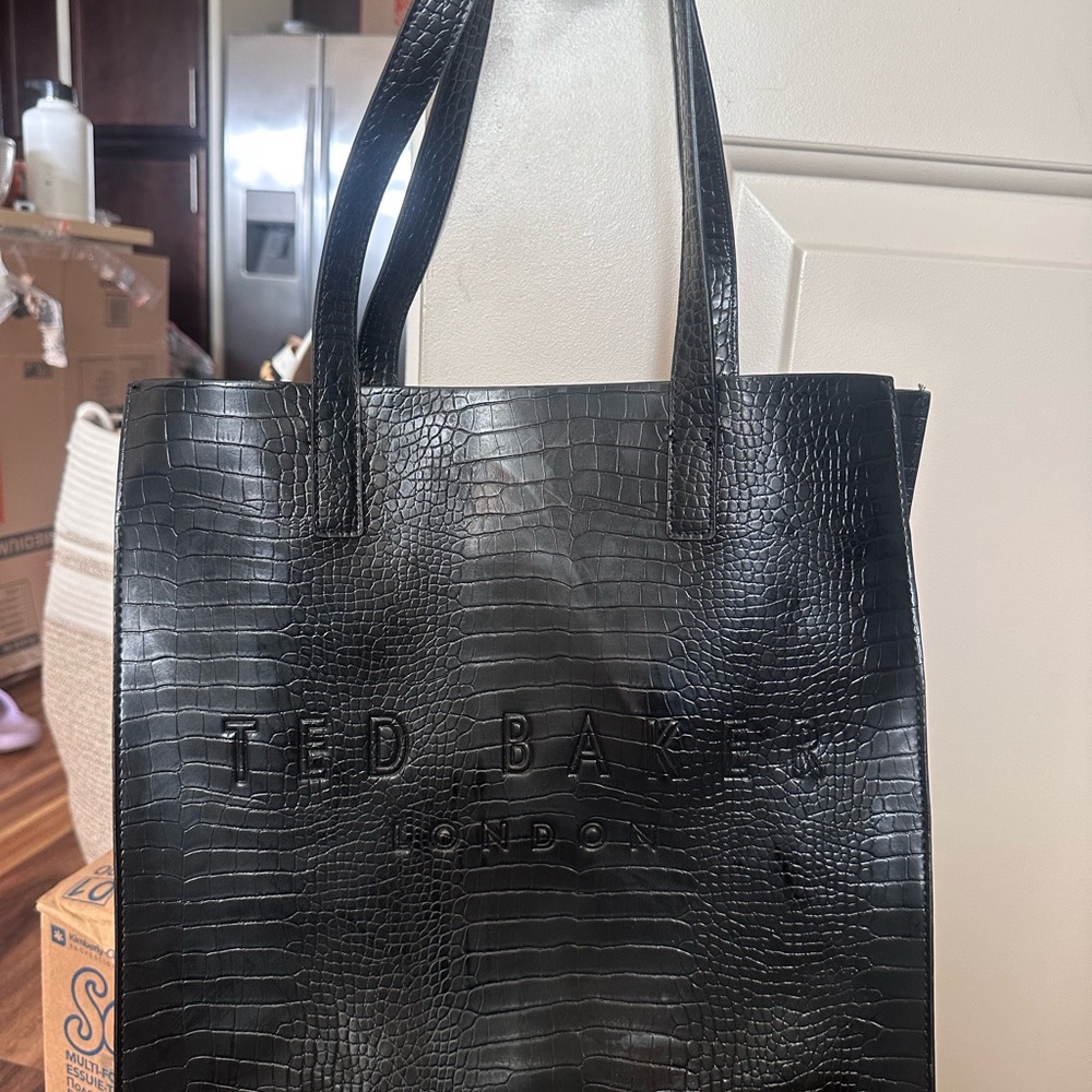 Ted Baker London Black Croc-Embossed Tote